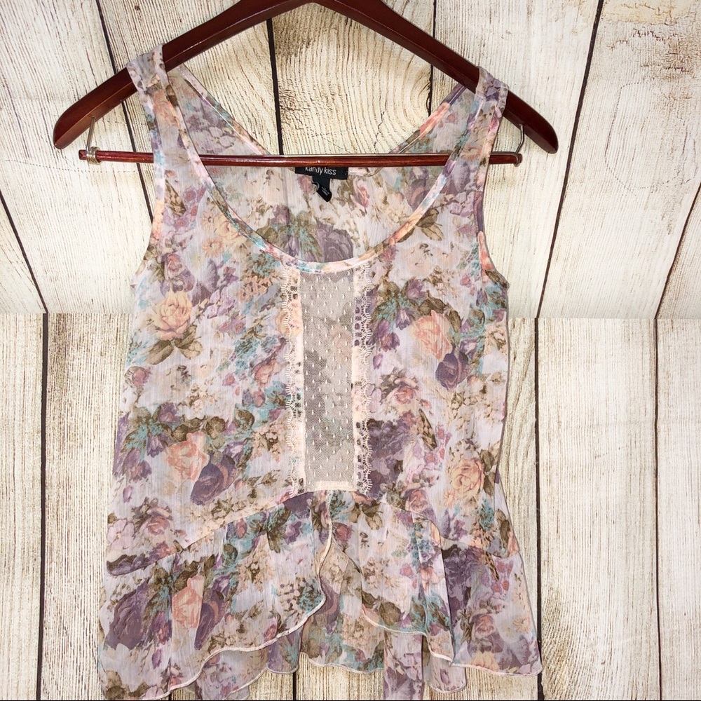 Small Floral Summer Small Crop Top Flowy Beachy - Picture 3 of 8